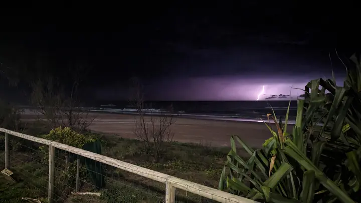 A summer storm over the ocean, seen from the balcony